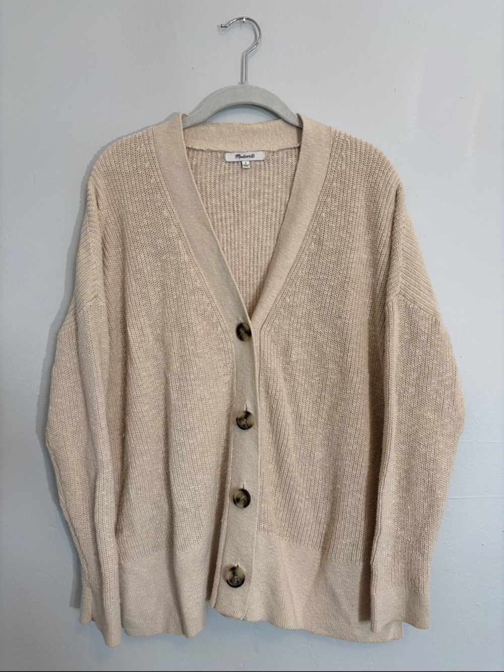 Madewell Oatmeal/Beige Tortoiseshell-Button Cardigan